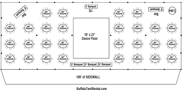 40x100 tent layout